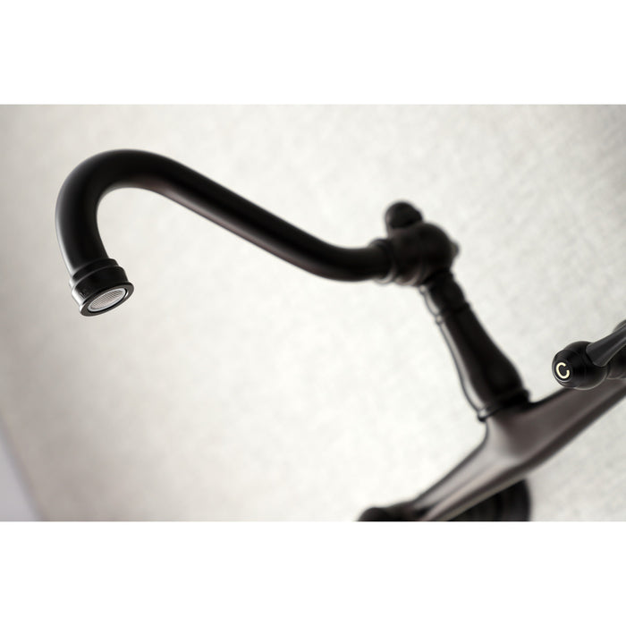 Vintage KS3245BL Double-Handle 2-Hole Wall Mount Bathroom Faucet, Oil Rubbed Bronze