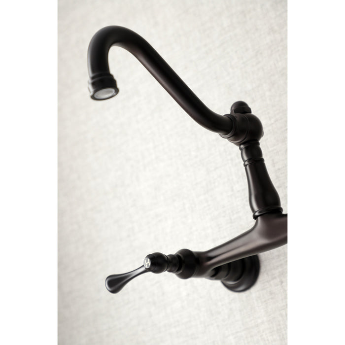 Vintage KS3245BL Double-Handle 2-Hole Wall Mount Bathroom Faucet, Oil Rubbed Bronze