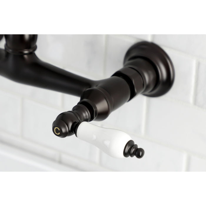 Kingston Heirloom KS3245PL - Vintage Double-Handle 2-Hole Wall Mount Bathroom Faucet, Oil Rubbed Bronze