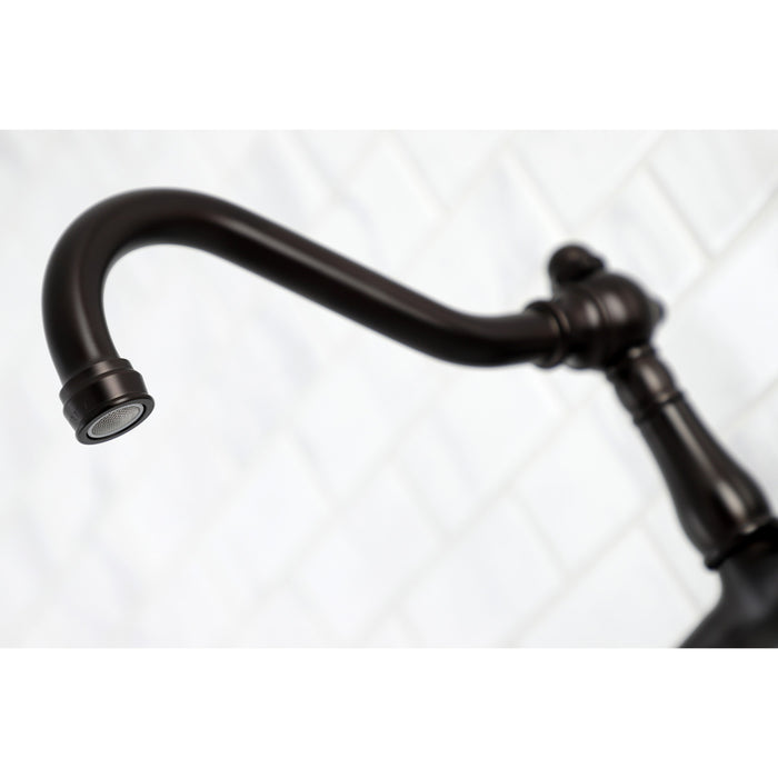 Kingston Heirloom KS3245PX - Vintage Double-Handle 2-Hole Wall Mount Bathroom Faucet, Oil Rubbed Bronze