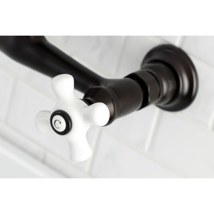 Kingston Heirloom KS3245PX - Vintage Double-Handle 2-Hole Wall Mount Bathroom Faucet, Oil Rubbed Bronze