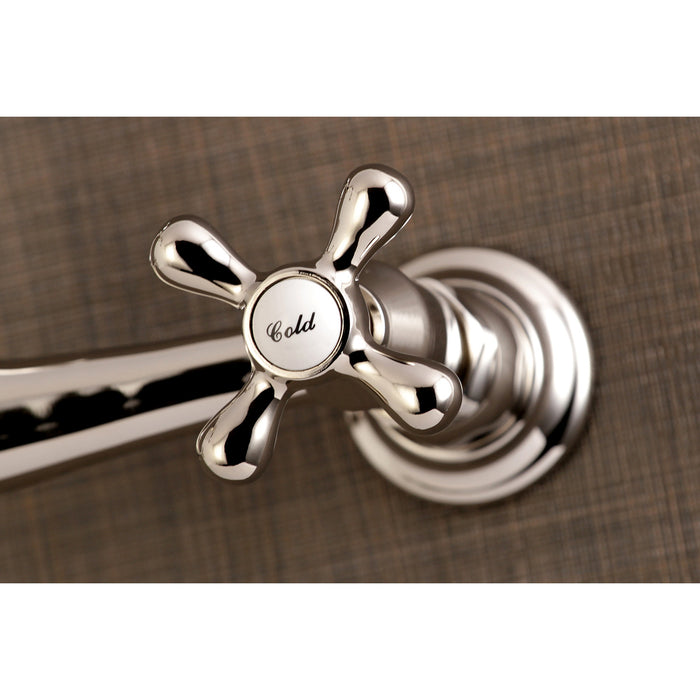 Kingston Heirloom KS3246AX - Vintage Double-Handle 2-Hole Wall Mount Bathroom Faucet, Polished Nickel