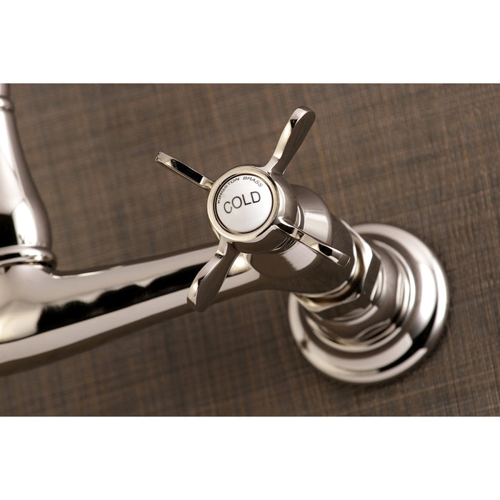 Kingston Heirloom KS3246BEX - Essex Double-Handle 2-Hole Wall Mount Bathroom Faucet, Polished Nickel