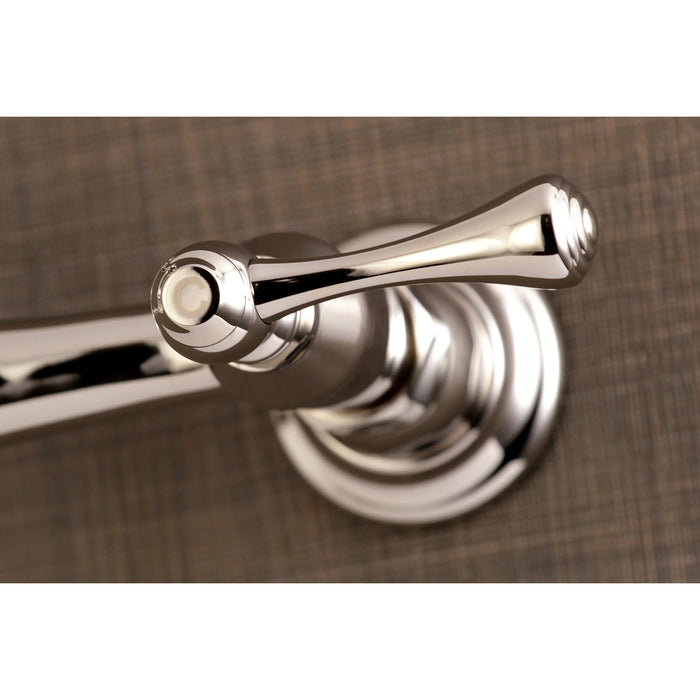 Kingston Heirloom KS3246BL - Vintage Double-Handle 2-Hole Wall Mount Bathroom Faucet, Polished Nickel