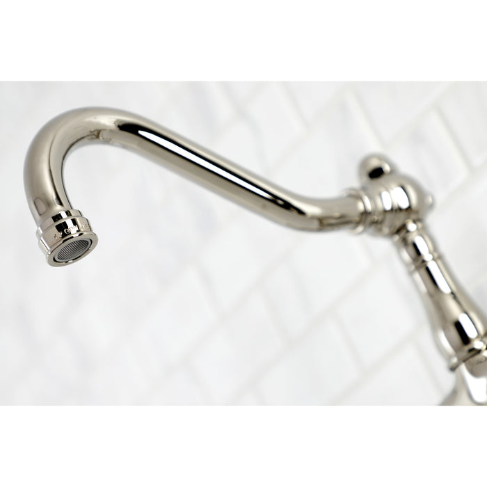Kingston Heirloom KS3246PL - Vintage Double-Handle 2-Hole Wall Mount Bathroom Faucet, Polished Nickel