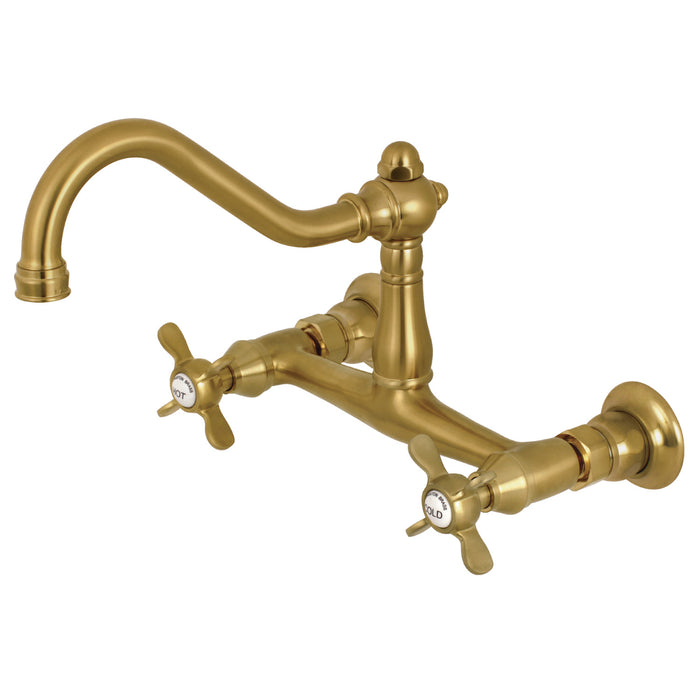 Essex KS3247BEX Double-Handle 2-Hole Wall Mount Bathroom Faucet, Brushed Brass