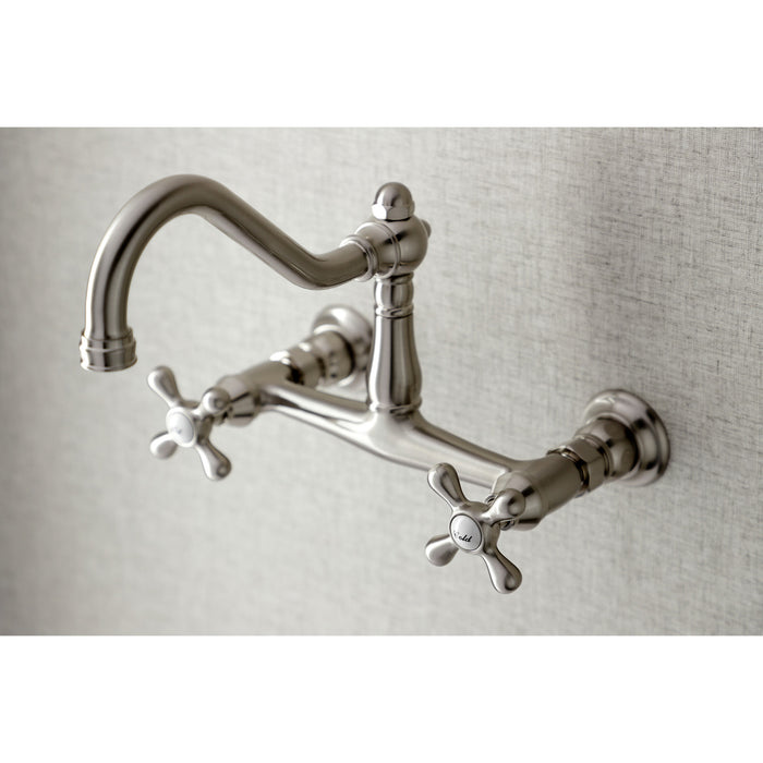 Vintage KS3248AX Double-Handle 2-Hole Wall Mount Bathroom Faucet, Brushed Nickel