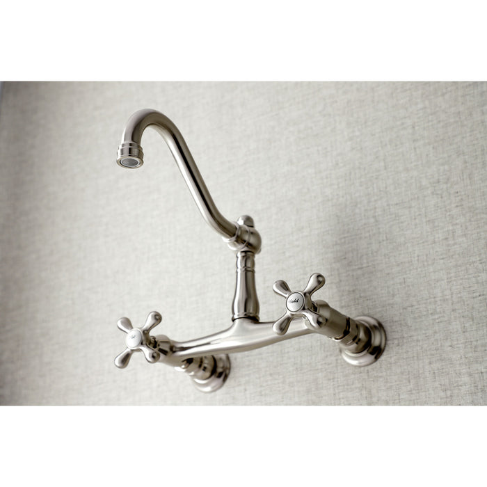 Vintage KS3248AX Double-Handle 2-Hole Wall Mount Bathroom Faucet, Brushed Nickel