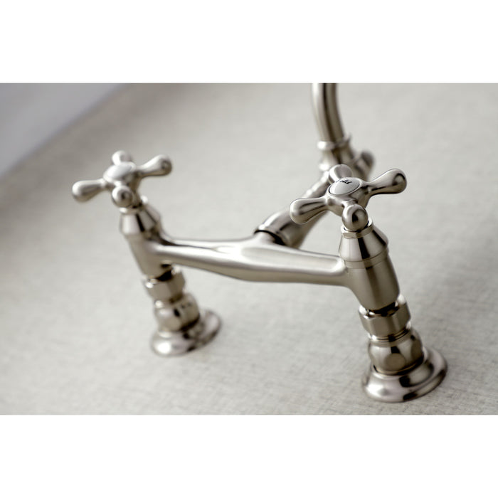 Vintage KS3248AX Double-Handle 2-Hole Wall Mount Bathroom Faucet, Brushed Nickel