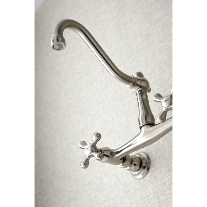 Vintage KS3248AX Double-Handle 2-Hole Wall Mount Bathroom Faucet, Brushed Nickel