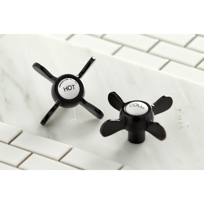 Kingston Heirloom KS3250BEX - Vintage Two-Handle 2-Hole Wall Mount Bridge Kitchen Faucet, Matte Black