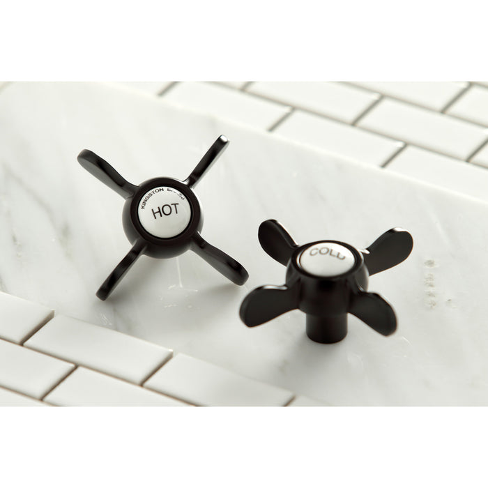 Kingston Heirloom KS3255BEX - Vintage Two-Handle 2-Hole Wall Mount Bridge Kitchen Faucet, Oil Rubbed Bronze