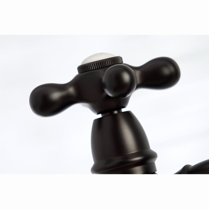 Kingston Heirloom KS3275AXBS - Restoration Two-Handle 4-Hole Deck Mount Bridge Kitchen Faucet with Brass Sprayer, Oil Rubbed Bronze