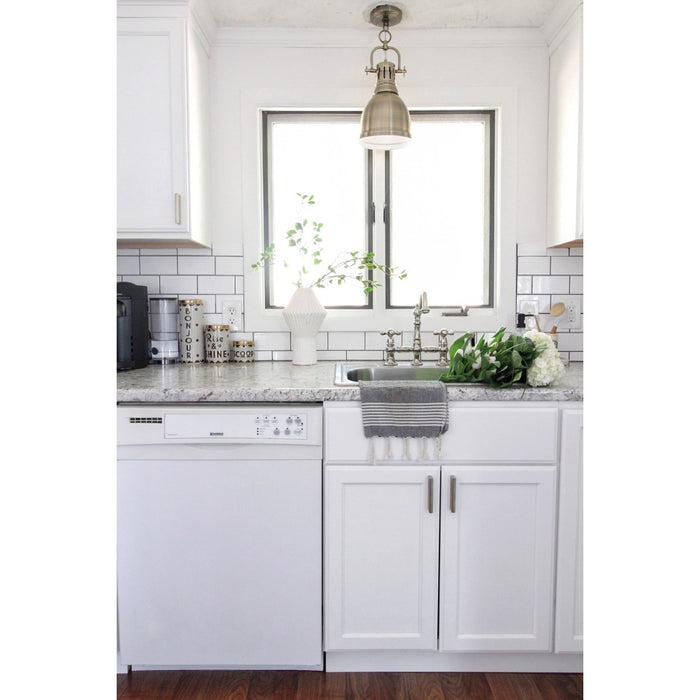 Kingston Heirloom KS3276AXBS - Restoration Two-Handle 4-Hole Deck Mount Bridge Kitchen Faucet with Brass Sprayer, Polished Nickel