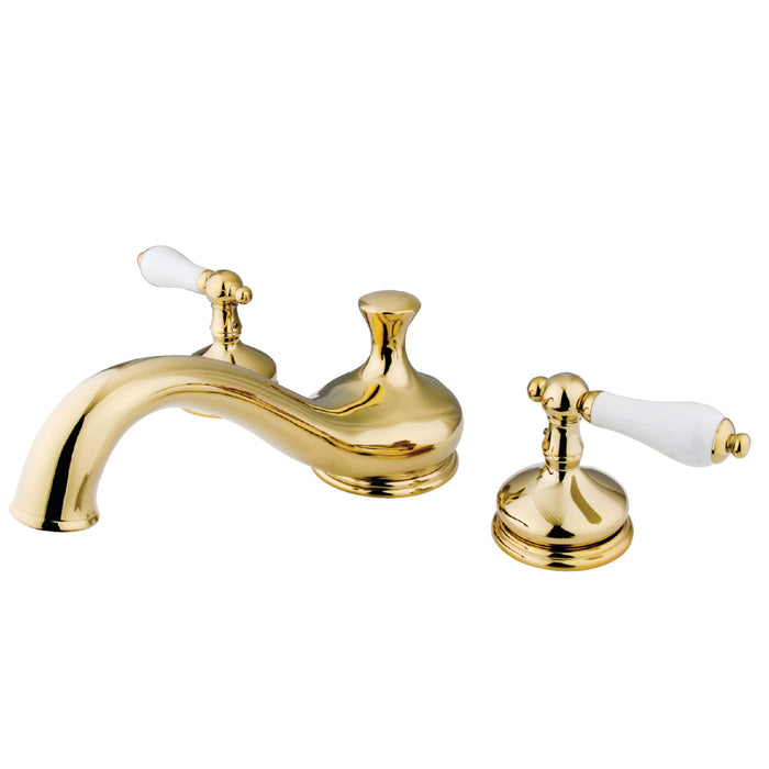 Kingston Heirloom KS3332PL - Heritage Two-Handle 3-Hole Deck Mount Roman Tub Faucet, Polished Brass