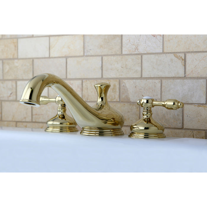 Kingston Heirloom KS3332TAL - Tudor Two-Handle 3-Hole Deck Mount Roman Tub Faucet, Polished Brass