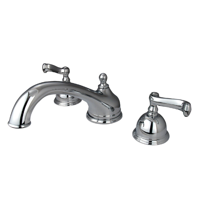 Kingston Tulare KS3351FL Two-Handle 3-Hole Deck Mount Roman Tub Faucet, Polished Chrome