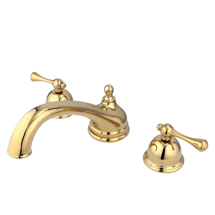 Kingston Tulare KS3352BL - Vintage Two-Handle 3-Hole Deck Mount Roman Tub Faucet, Polished Brass