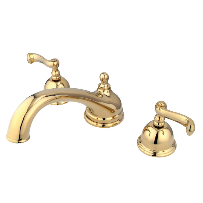 Kingston Tulare KS3352FL Two-Handle 3-Hole Deck Mount Roman Tub Faucet, Polished Brass