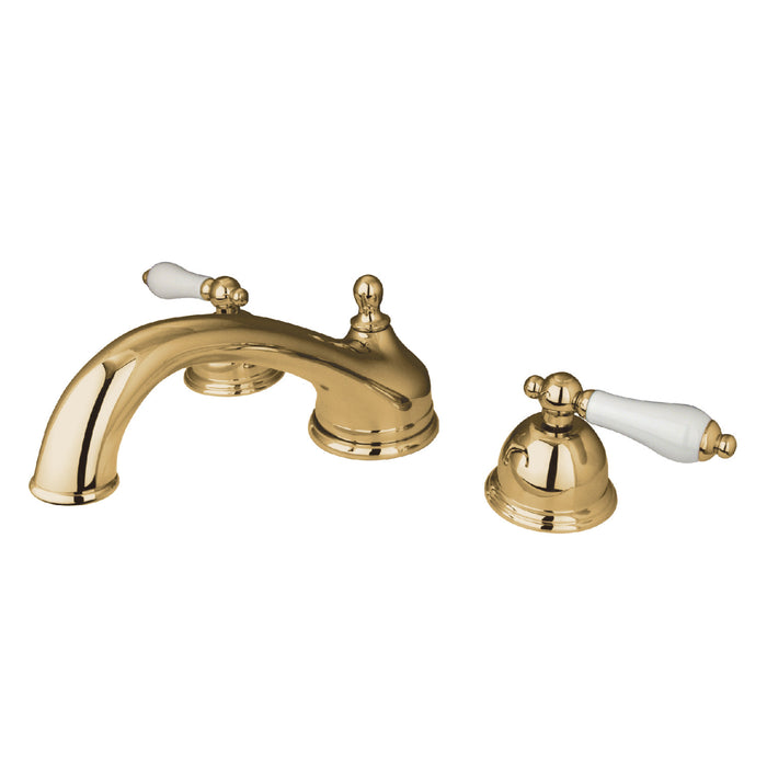 Kingston Heirloom KS3352PL - Vintage Two-Handle 3-Hole Deck Mount Roman Tub Faucet, Polished Brass