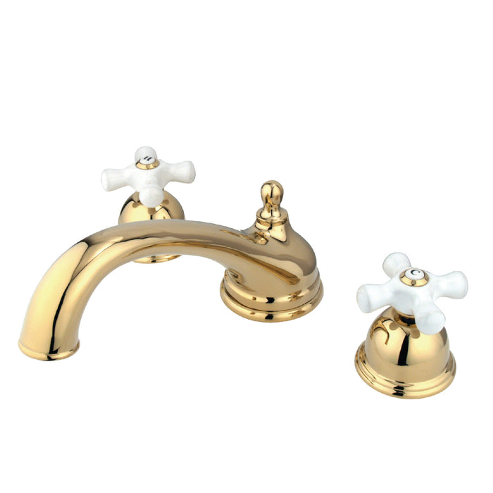 Kingston Heirloom KS3352PX - Vintage Two-Handle 3-Hole Deck Mount Roman Tub Faucet, Polished Brass