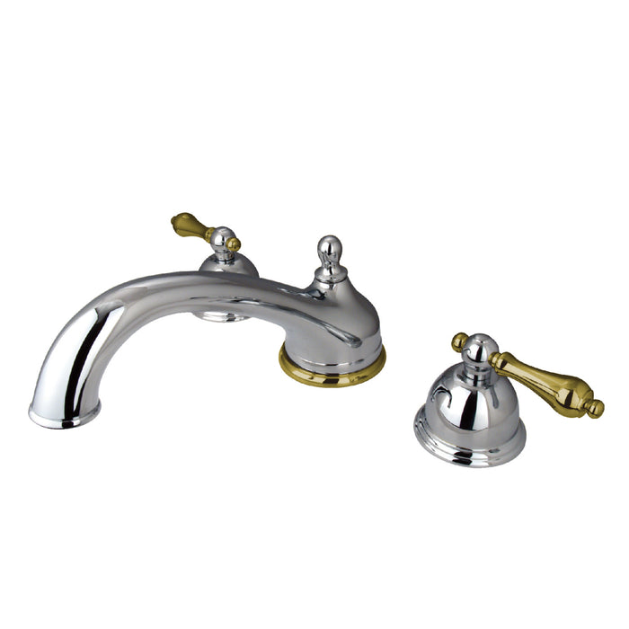 Kingston Heirloom KS3354AL - Vintage Two-Handle 3-Hole Deck Mount Roman Tub Faucet, Polished Chrome/Polished Brass