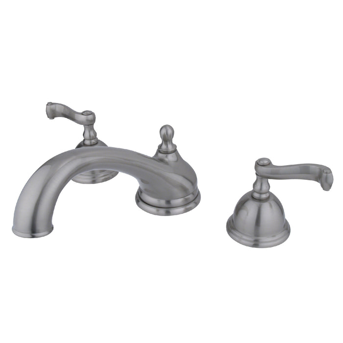 Kingston Tulare KS3358FL Two-Handle 3-Hole Deck Mount Roman Tub Faucet, Brushed Nickel