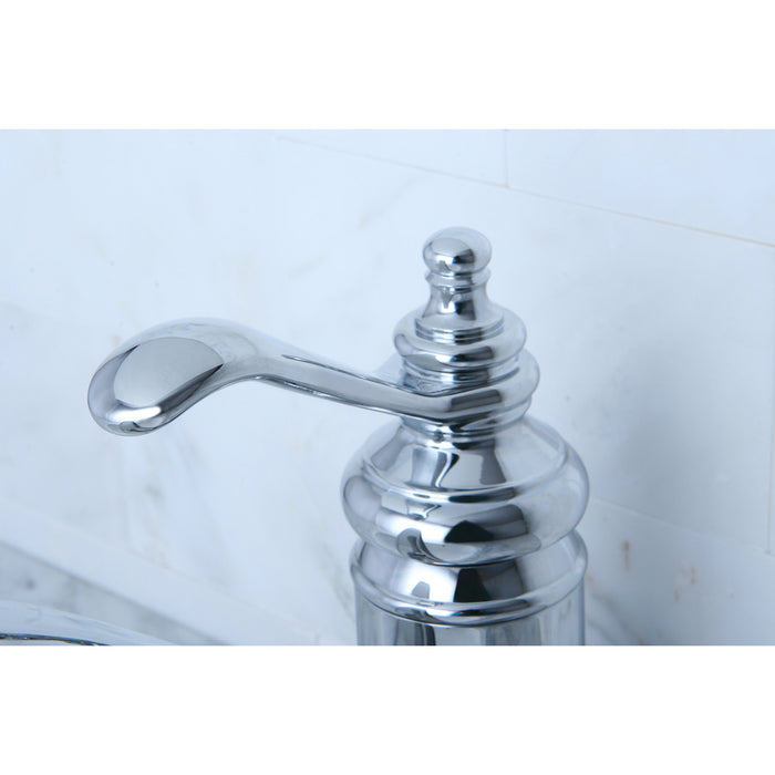 Kingston Heirloom KS3401TL - Templeton One-Handle 1-Hole Bathroom Faucet with Deck Plate and Push Pop-Up Drain, Polished Chrome