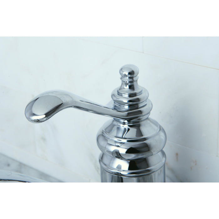 Kingston Heirloom KS3401TL - Templeton One-Handle 1-Hole Bathroom Faucet with Deck Plate and Push Pop-Up Drain, Polished Chrome