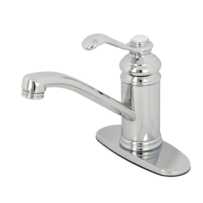 Kingston Heirloom KS3401TPL - Templeton One-Handle 1-Hole Bathroom Faucet with Deck Plate and Push Pop-Up Drain, Polished Chrome