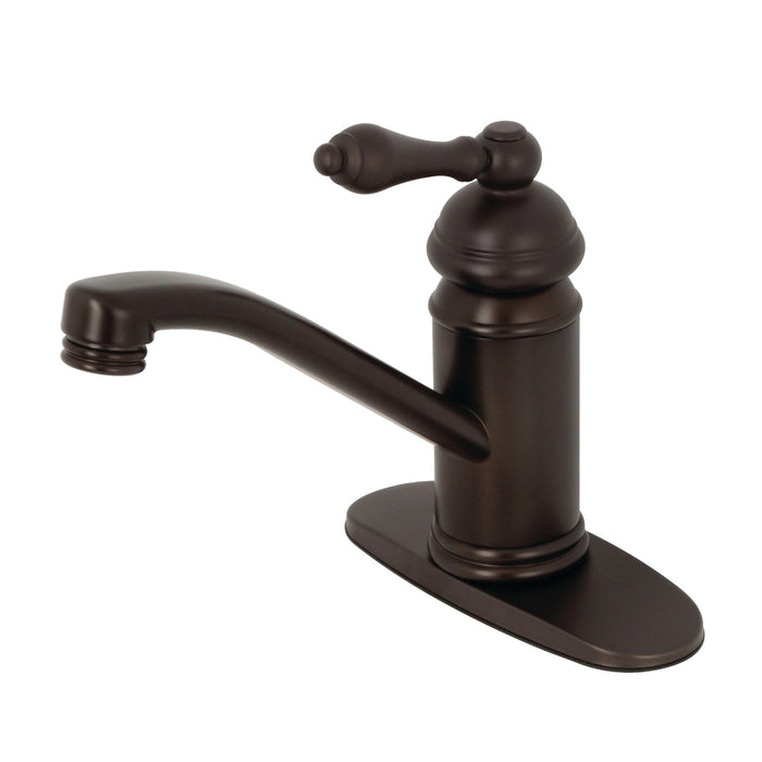 Kingston Heirloom KS3405AL - Vintage One-Handle 1-Hole Bathroom Faucet with Deck Plate and Push Pop-Up Drain, Oil Rubbed Bronze