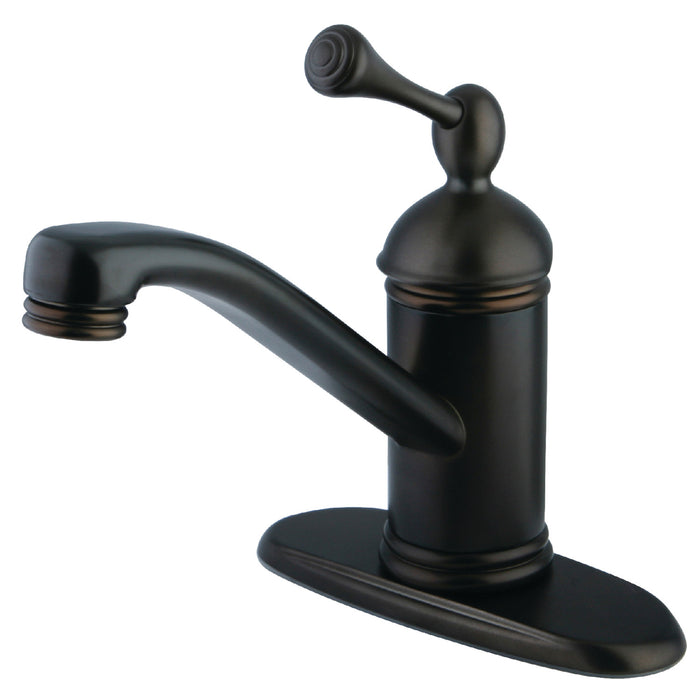 Kingston Tulare KS3405BLOne-Handle 1-Hole Bathroom Faucet with Deck Plate and Push Pop-Up Drain, Oil Rubbed Bronze