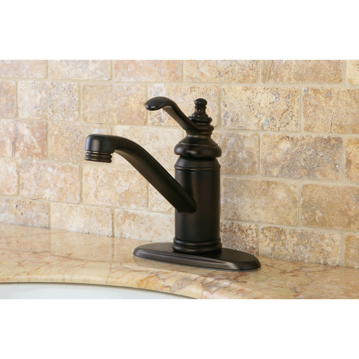 Kingston Heirloom KS3405TL - Templeton One-Handle 1-Hole Bathroom Faucet with Deck Plate and Push Pop-Up Drain, Oil Rubbed Bronze