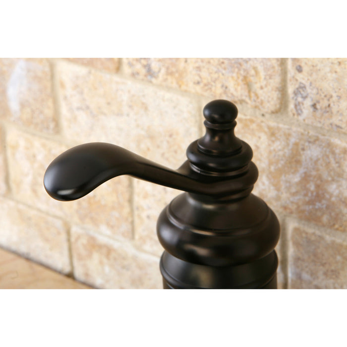 Kingston Heirloom KS3405TL - Templeton One-Handle 1-Hole Bathroom Faucet with Deck Plate and Push Pop-Up Drain, Oil Rubbed Bronze