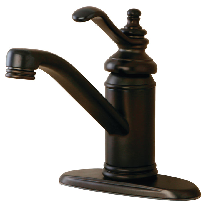 Kingston Heirloom KS3405TL - Templeton One-Handle 1-Hole Bathroom Faucet with Deck Plate and Push Pop-Up Drain, Oil Rubbed Bronze