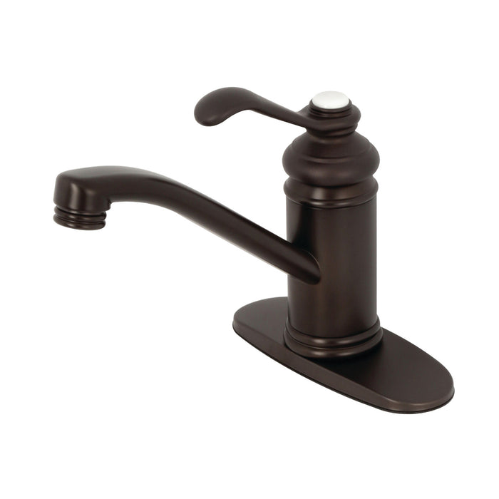 Kingston Heirloom KS3405TPL - Templeton One-Handle 1-Hole Bathroom Faucet with Deck Plate and Push Pop-Up Drain, Oil Rubbed Bronze