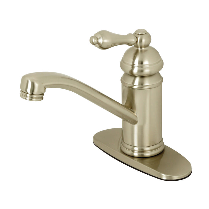 Kingston Heirloom KS3408AL - Vintage One-Handle 1-Hole Bathroom Faucet with Deck Plate and Push Pop-Up Drain, Brushed Nickel