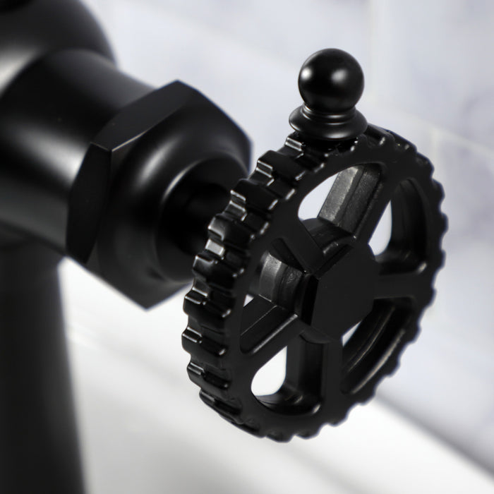 Kingston Tulare KS3540CG - Fuller One-Handle 1-Hole Bathroom Faucet with Push Pop-Up Drain, Matte Black