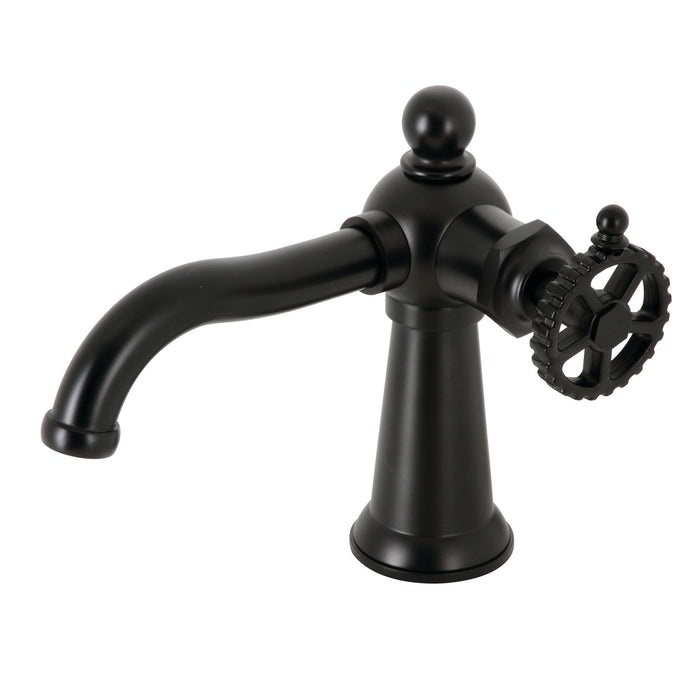 Kingston Tulare KS3540CG - Fuller One-Handle 1-Hole Bathroom Faucet with Push Pop-Up Drain, Matte Black