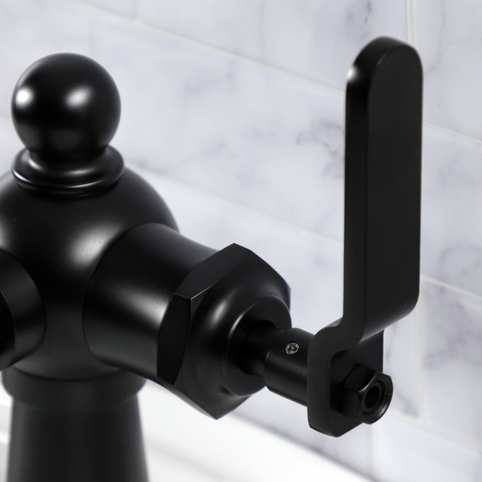 Kingston Tulare KS3540KL - Knight One-Handle 1-Hole Bathroom Faucet with Push Pop-Up Drain, Matte Black