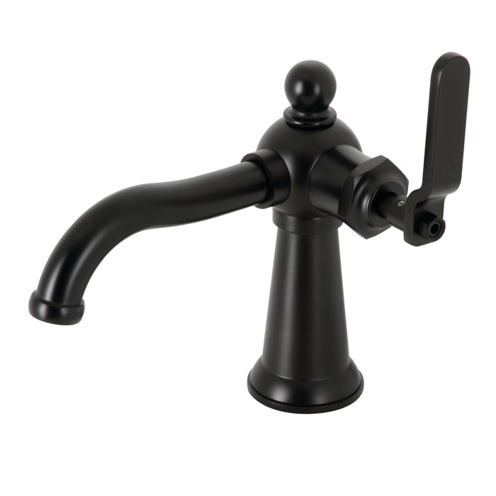 Kingston Tulare KS3540KL - Knight One-Handle 1-Hole Bathroom Faucet with Push Pop-Up Drain, Matte Black