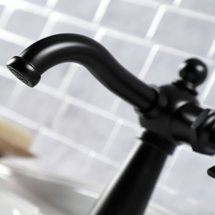Kingston Heirloom KS3540NX - Hamilton One-Handle 1-Hole Bathroom Faucet with Push Pop-Up Drain, Matte Black