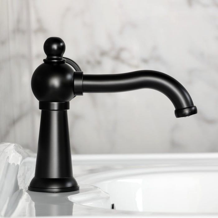 Kingston Tulare KS3540RNK - Levante One-Handle 1-Hole Bathroom Faucet with Push Pop-Up Drain, Matte Black
