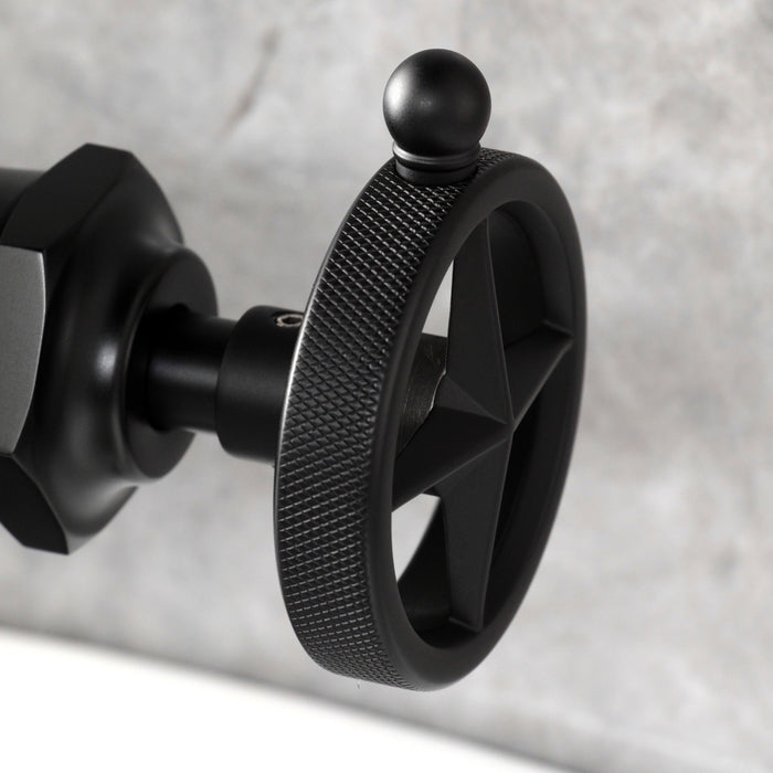 Kingston Tulare KS3540RNK - Levante One-Handle 1-Hole Bathroom Faucet with Push Pop-Up Drain, Matte Black