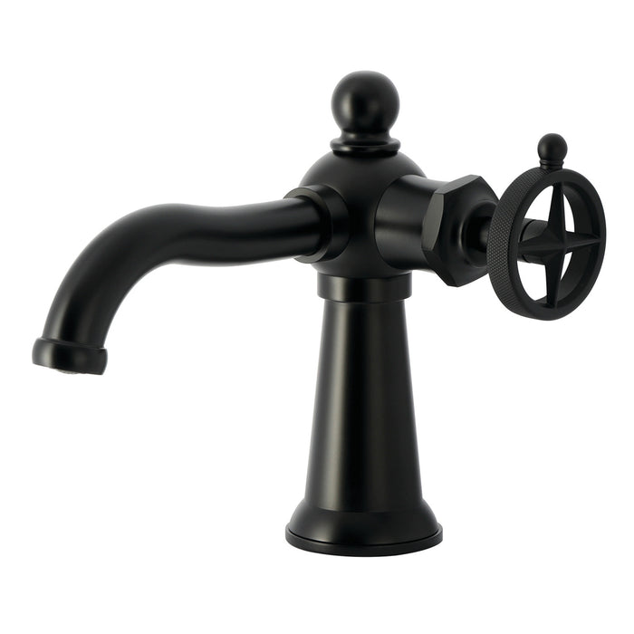 Kingston Tulare KS3540RNK - Levante One-Handle 1-Hole Bathroom Faucet with Push Pop-Up Drain, Matte Black