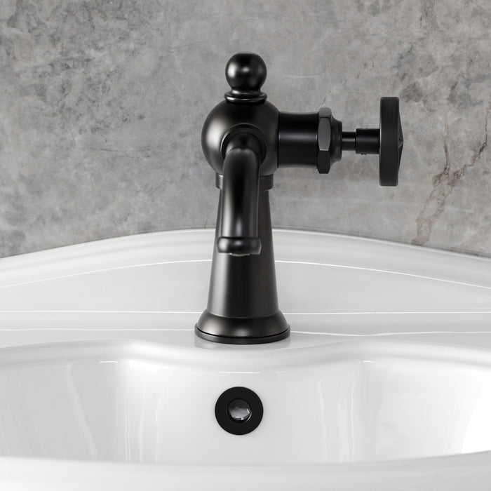 Kingston Tulare KS3540RNX - Ostro One-Handle 1-Hole Bathroom Faucet with Push Pop-Up Drain, Matte Black