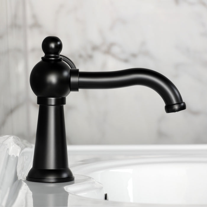 Kingston Tulare KS3540RNX - Ostro One-Handle 1-Hole Bathroom Faucet with Push Pop-Up Drain, Matte Black