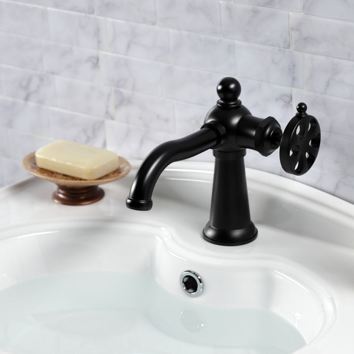 Kingston Tulare KS3540RX - Belknap One-Handle 1-Hole Bathroom Faucet with Push Pop-Up Drain, Matte Black