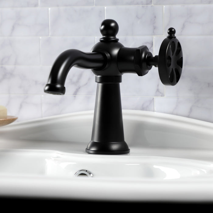 Kingston Tulare KS3540RX - Belknap One-Handle 1-Hole Bathroom Faucet with Push Pop-Up Drain, Matte Black