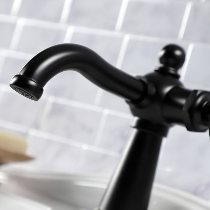 Kingston Tulare KS3540RX - Belknap One-Handle 1-Hole Bathroom Faucet with Push Pop-Up Drain, Matte Black
